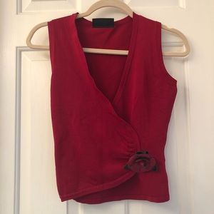 Karen Millen Maroon Top with Leather Rose